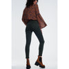 High Waist Skinny Jeans in Khaki - Miraposa