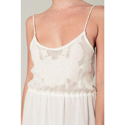 Crochet Detail Dress in White - Miraposa