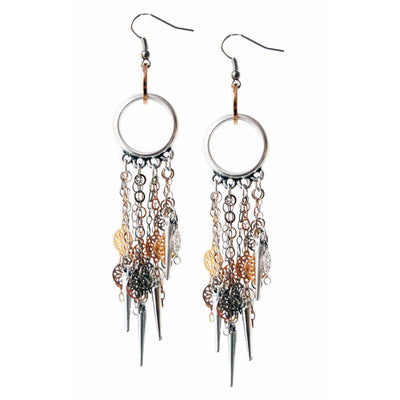 Silver Chandelier Earrings in Flower Chains With Studs - Miraposa