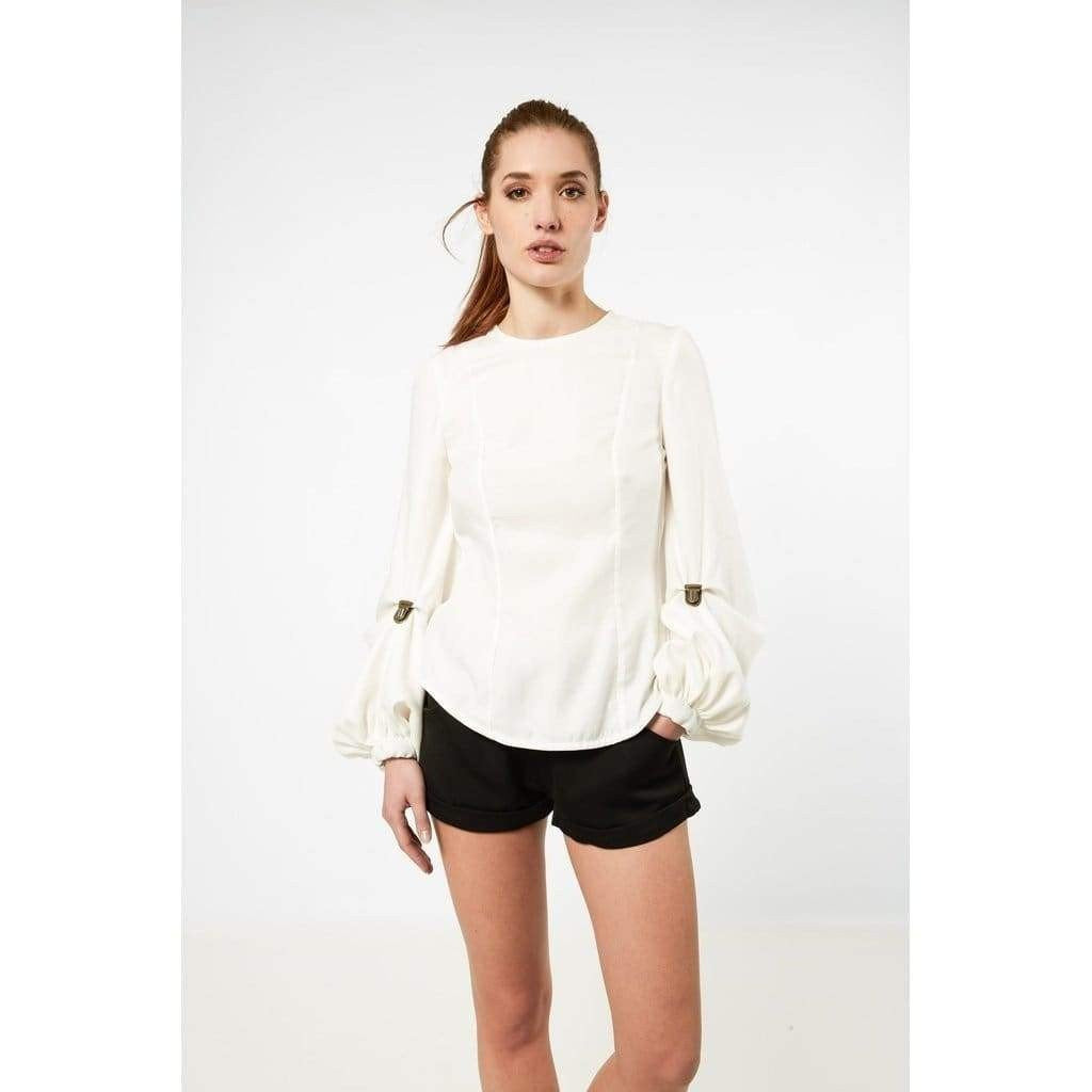 French Bell Sleeve Blouse (Black, White)