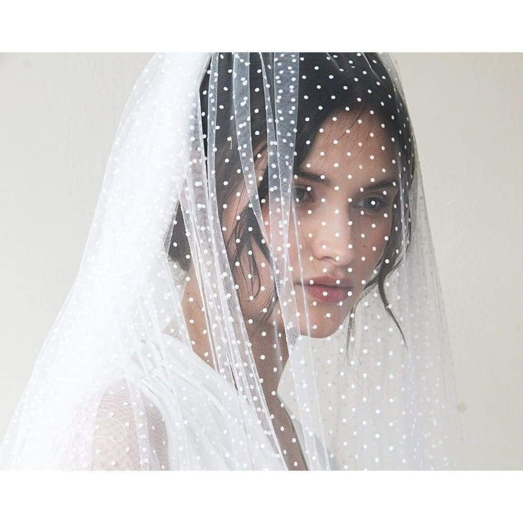 Wedding Tulle Veil, Fingertip Length with Dots