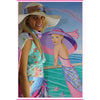 Silk Scarf Palm Beach Purple Printed Silk Satin Scarf With Fringe - Miraposa