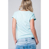 Blue T-Shirt With Strass Details - Miraposa