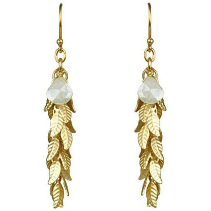 White Silverite And Leaf Cascade Earrings
