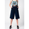 Blue Navy Pants Skirt With Silver Buttons - Miraposa