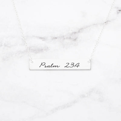 Psalm 23:4 Necklace - Gold Bar Necklace - Miraposa