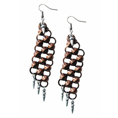 Chandelier Earrings in Copper With Studs. Long Earrings - 2 Colors Available. - Miraposa