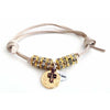 Deerskin Leather Wrap Bracelet With Swarovski Crystals and Burnished Gold Coin Charms - Miraposa