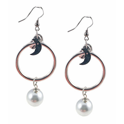 18kt Gold Plated and Silver Plated Hoop Earrings With Pearls and Moon Charms - Miraposa