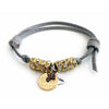 Deerskin Leather Wrap Bracelet With Swarovski Crystals and Burnished Gold Coin Charms - Miraposa