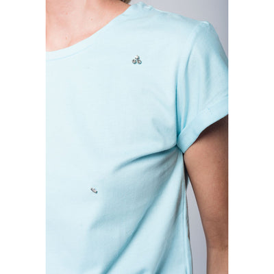 Blue T-Shirt With Strass Details - Miraposa