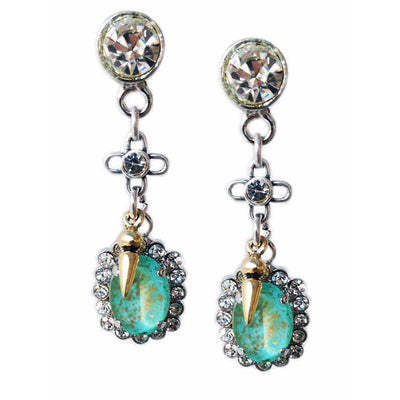 Aqua and Swarovski Crystal Drop Earrings - Miraposa