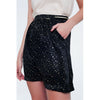 Black Mini Skirt with Gold Polka Dots - Miraposa