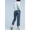 Grey Pants in White Check Print - Miraposa