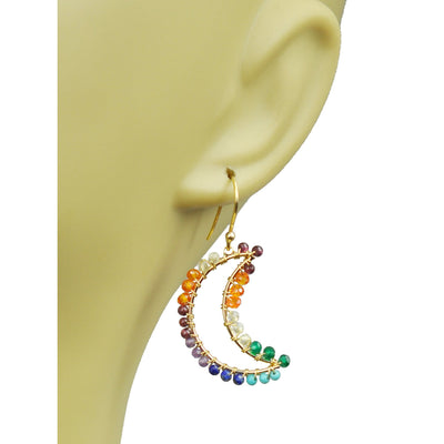Chakra Moon Vermeil Earrings - Handmade - Miraposa
