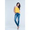 Skinny Jeans With Rips and Glitter Line - Miraposa