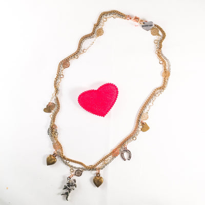 Heart and Cherub Multi-Charms Necklace - Miraposa