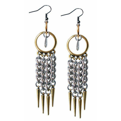 18kt Gold Plated and Silver Plated Chandelier Earrings With Studs. - Miraposa