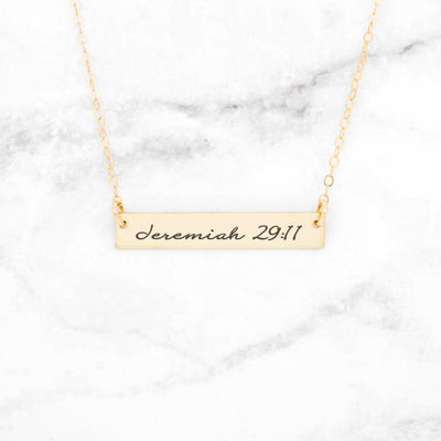 Jeremiah 29:11 Necklace - Gold Bar Necklace - Miraposa