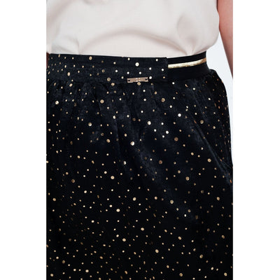 Black Mini Skirt with Gold Polka Dots - Miraposa