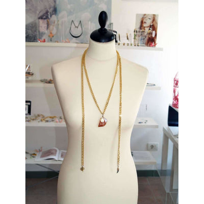 Gold Necklace With Agate Stone - Miraposa