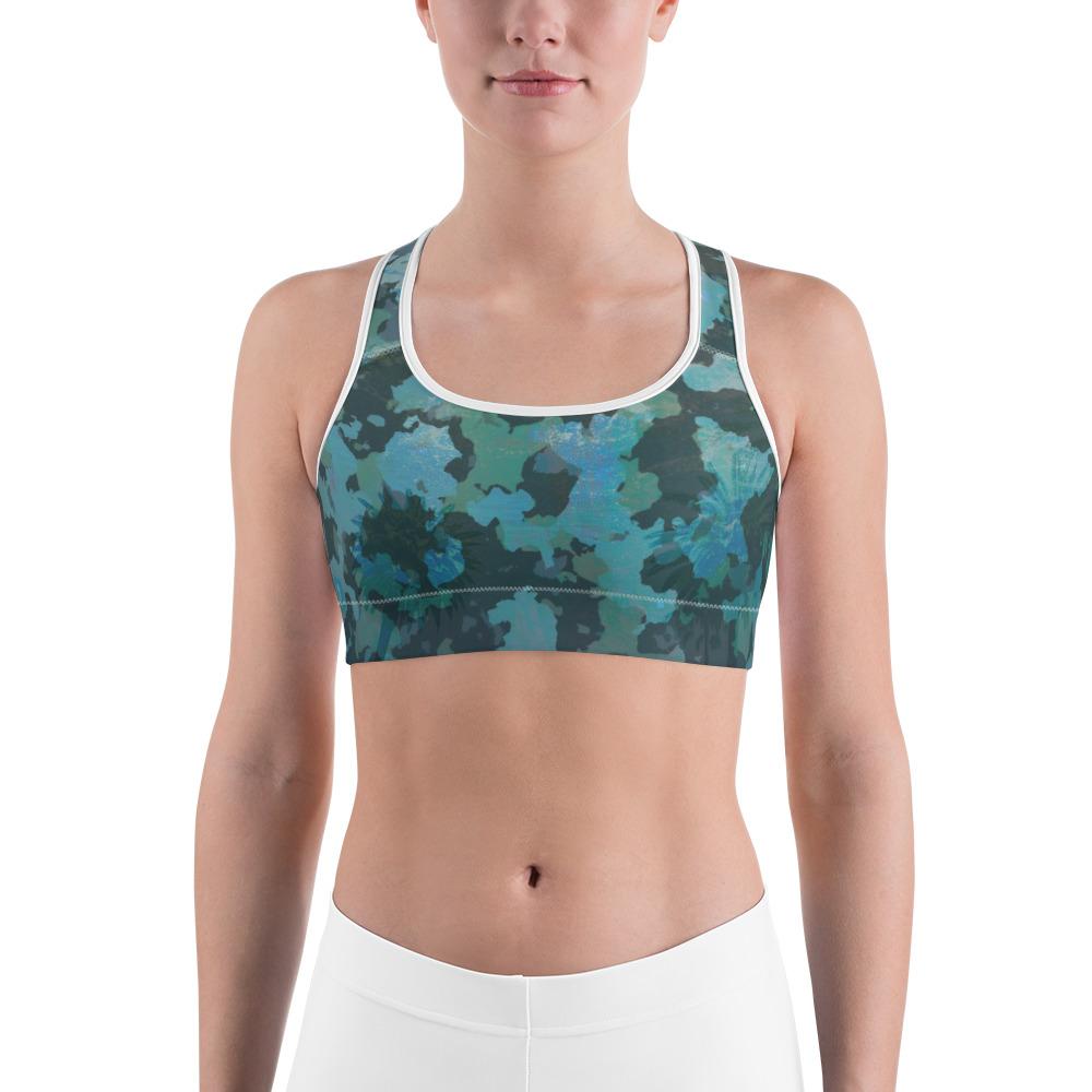 Women's Moisture Wicking OUR Outdoors Sports Bra (White & Black Piping)