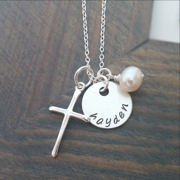 Personalized Sterling Silver Cross Necklace - Miraposa