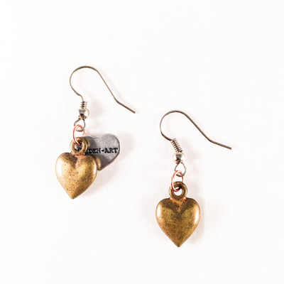 Bronze Heart Charms Earrings - Miraposa