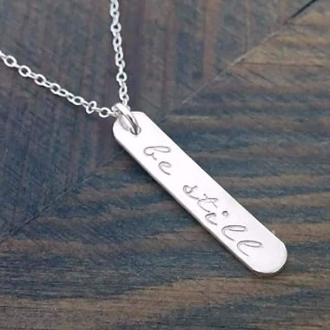 Be Still - Vertical Bar Necklace- Personalize - Miraposa