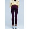 Bordeaux Skinny Jeans with Metal Side Stripe - Miraposa
