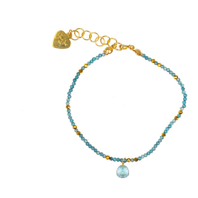 Apatite And Aquamarine Delicate Bracelet - Miraposa