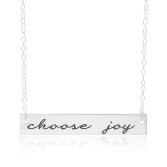 "Choose Joy" Personalized Horizontal Bar Necklace - Hand Stamped