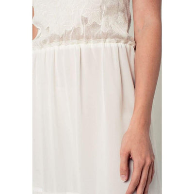 Crochet Detail Dress in White - Miraposa