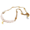Rose Quartz and 18kt Gold Plated Choker Necklace With Moon Charm. - Miraposa