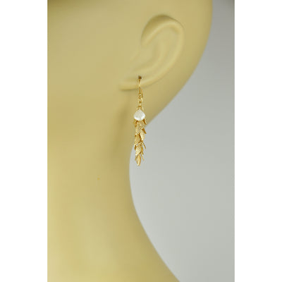 White Silverite And Leaf Cascade Earrings - Miraposa