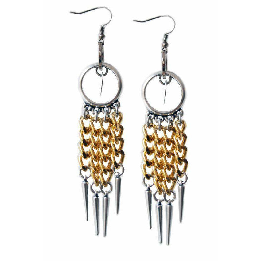 Silver Plated Chandelier Earrings With Studs and 18k Gold Plated Chains - Miraposa