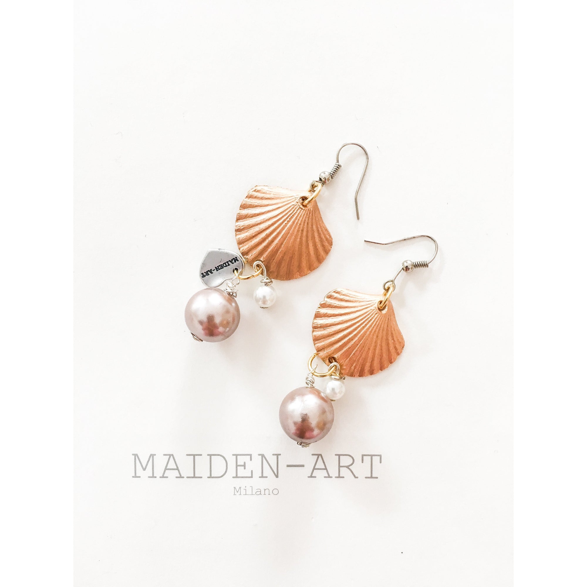 Statement Earrings With Shell Charms and Pearls - Miraposa
