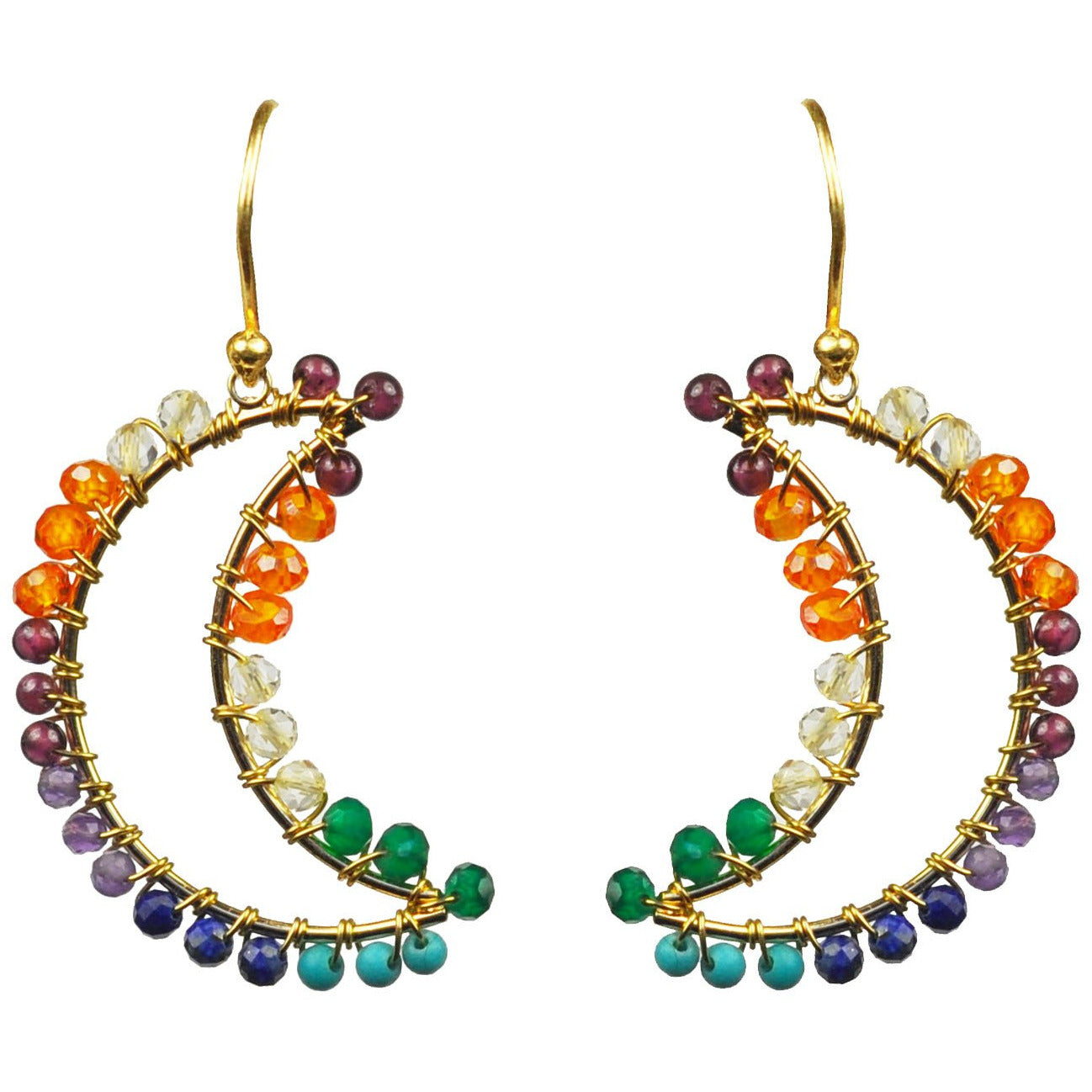 Chakra Moon Vermeil Earrings - Handmade