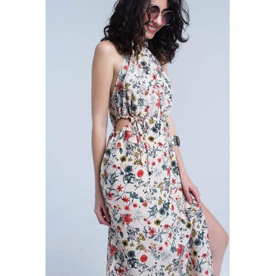 Floral Halter Midi Dress - Miraposa