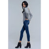 Gray Knitted Sweater with Tie-Back Closure - Miraposa