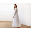 Ivory Tulle and Lace Long Sleeve Wedding Dress - Miraposa