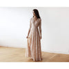 Lace Three Quarters Sleeve Blush-Pink Maxi Dress - Miraposa
