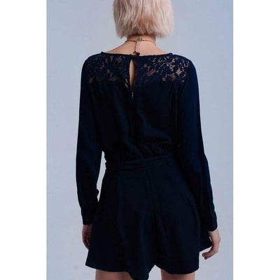 Navy Jumpsuit with Lace - Miraposa