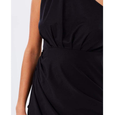 One Shoulder Asymmetrical Stretch Dress - Black - Miraposa