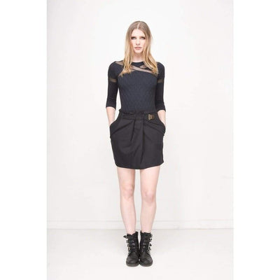 Paperbag Black Mini Skirt - Miraposa