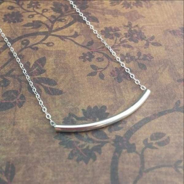 Sterling Silver Curved Bar Necklace - Miraposa