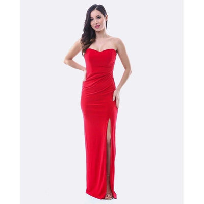 Strapless Evening Dress - Red - Miraposa