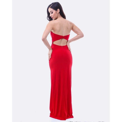 Strapless Evening Dress - Red - Miraposa