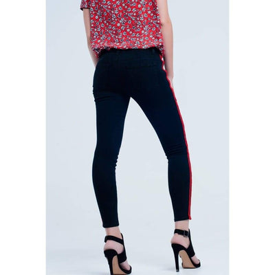 Super Skinny Black Jeans with Side Eyelets - Miraposa