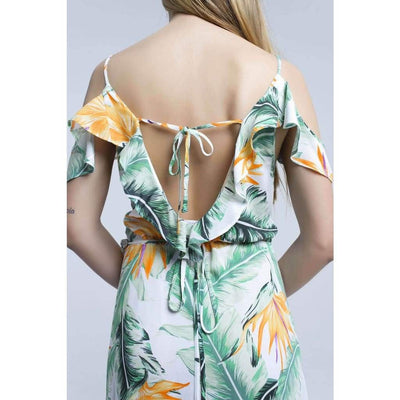 Off the Shoulder Tropical Print Dress - Miraposa